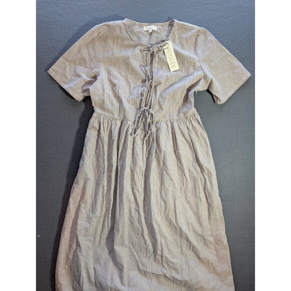 Roolee Dresses & Skirts - Roolee In My Dreams Front Tie Midi Dress Women’s M Sienna Brown Stripe NWT